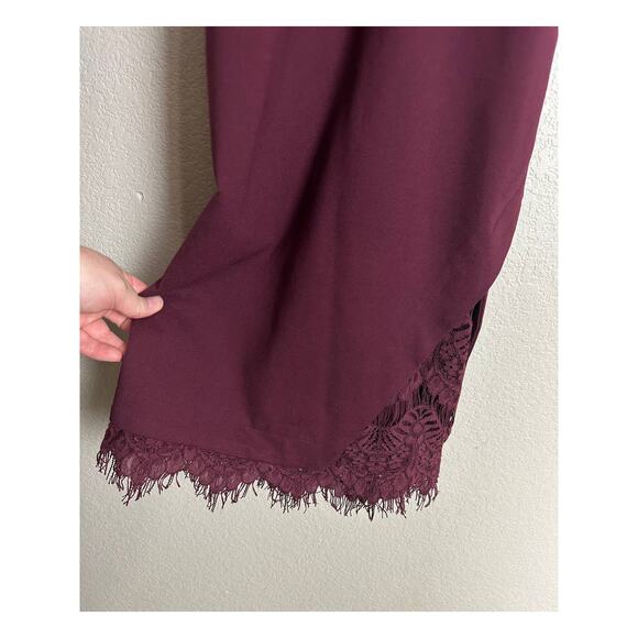 ASTR THE LABEL x REVOLVE Burgundy Peeking Lace Bodycon Midi Dress Size Medium - Picture 4 of 9